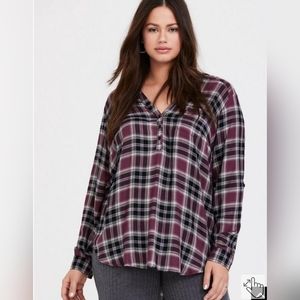Torrid Purple Twill Henley Tunic Top Plus Size 1